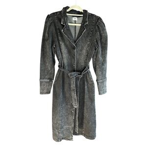 NWOT WASH LAB Denim Jacket Dress Black Grey Belted‎ L